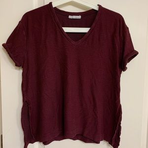 Maroon Zara Waffle Knit Tee